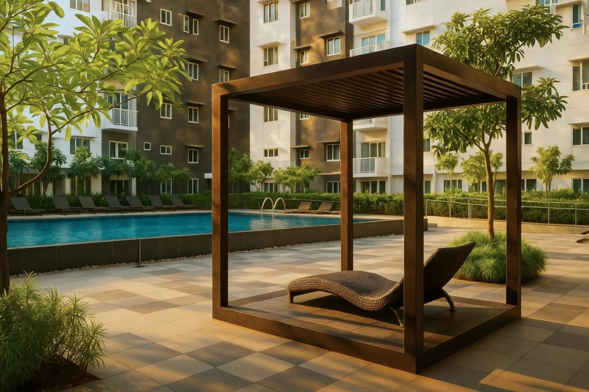 Relaxing lounges and pool views