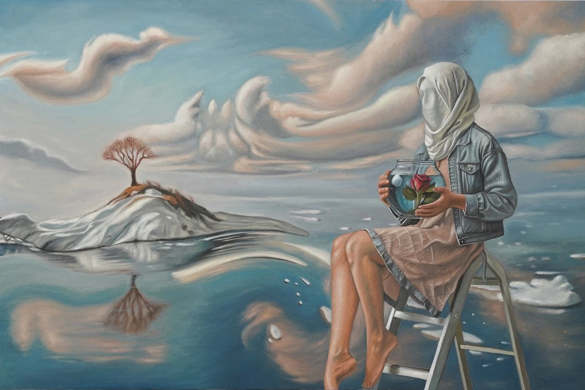 'GLACIERS STILLNESS,' oil on canvas, 24x36 inches, 2025