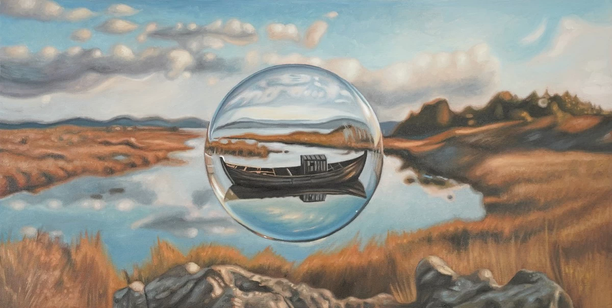 'NOWHERE BUT HERE,' oil on canvas, 15x30 inches, 2025