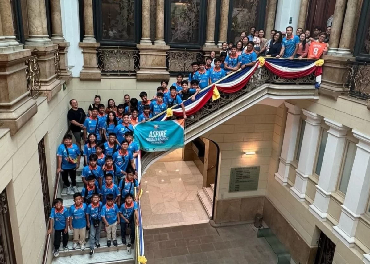 Members of the Aspire Football Academy pay a courtesy call to the Philippine Consul General ahead of their participation in the 25th Pyrenees Cup training camp and tournament, happening this June 2025. (Photo by Barcelona PCG)