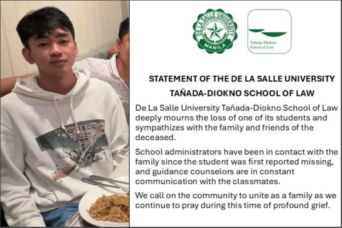 Anthony Granada and the statement of the De La Salle University Tañada-Diokno School of Law (Photos from Ricky Granada's Facebook account, DLSU Tañada-Diokno School of Law)