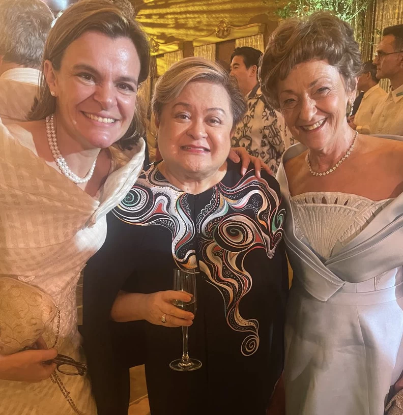 United Kingdom Ambassador Laure Nicole Stephanie Beaufils with incoming Department of Foreign Affairs Secretary Maria Theresa P. Lazaro and Romania Ambassador Räduta-Dana Matache