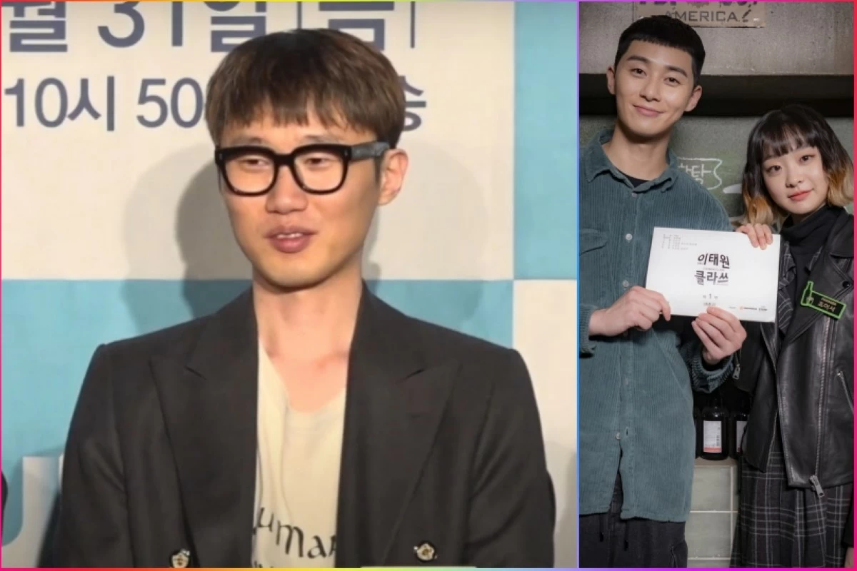 "Itaewon Class" webtoon creator Gwang Jin (left) and Park Seo-joon and Kim Da-mi, the stars of the drama version (Screenshot from VStar video on YouTube, JTBC) 