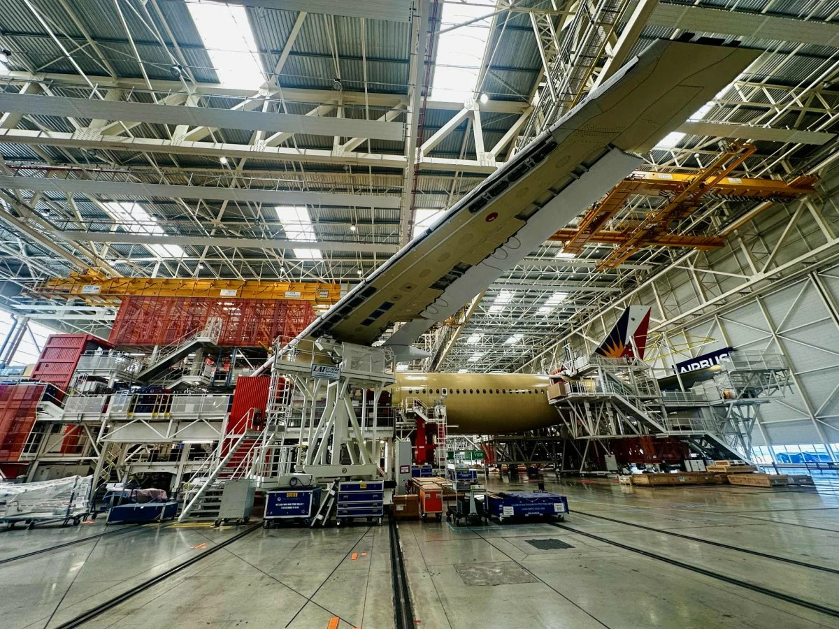PAL's new A350-1000 at Airbus' final assembly line (Photo by Rey Ilagan/Manila Bulletin)
