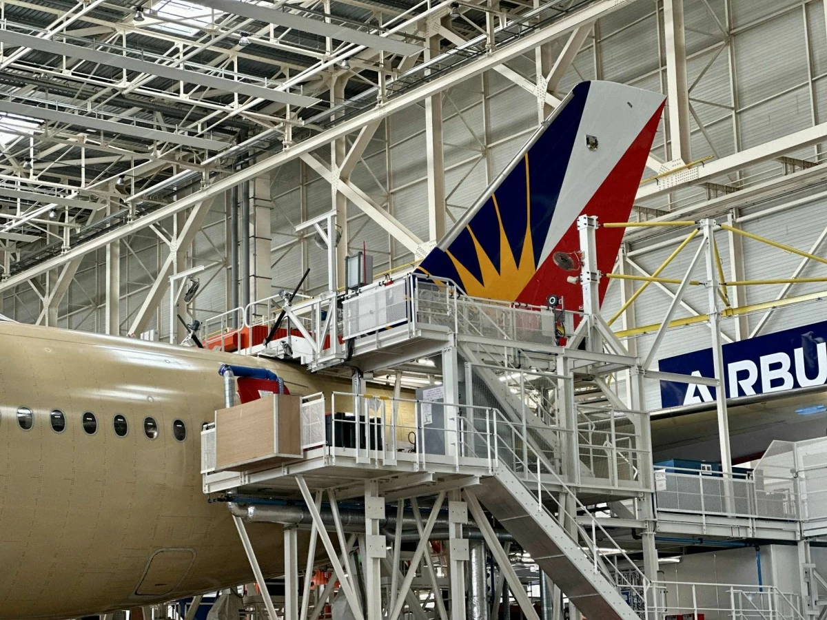 PAL's new A350-1000 at Airbus' final assembly line (Photo by Rey Ilagan/Manila Bulletin)
