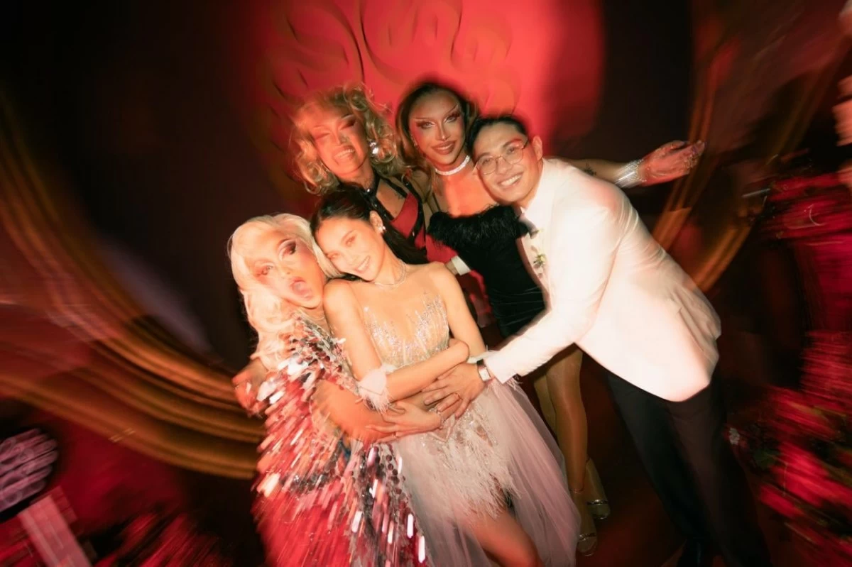 The newlyweds with drag artists from the House of Ding