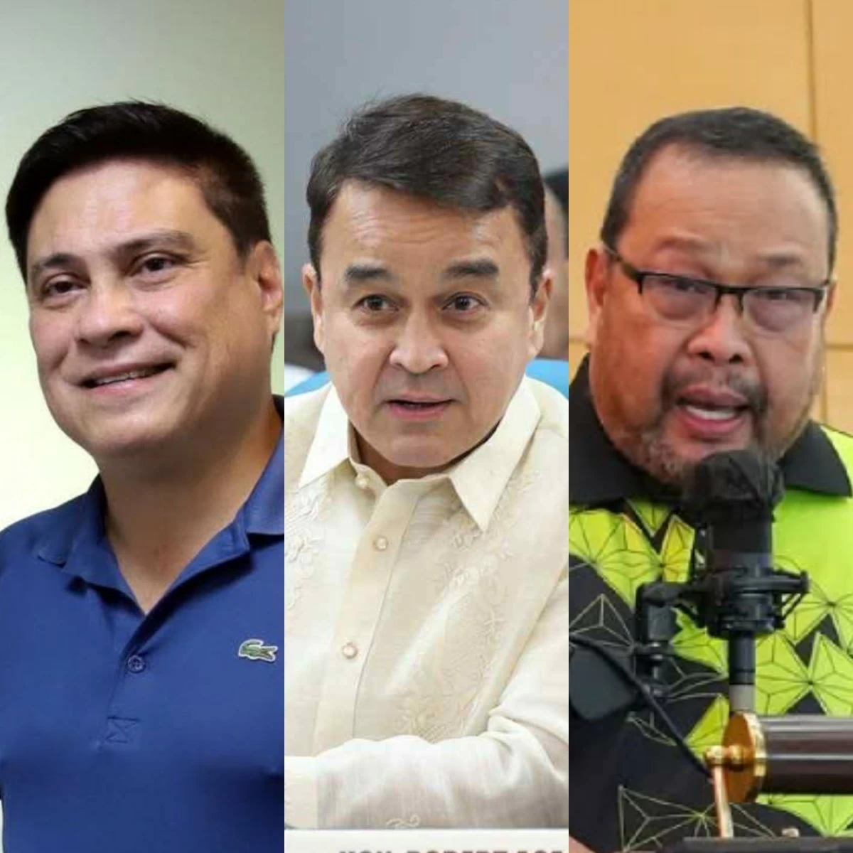 From left to right: Senator Juan Miguel "Migz" Zubiri, Surigao del Norte 2nd district Rep. Robert Ace Barbers, Mandaluyong City lone district Rep. Neptali "Boyet" Gonzales II (Facebook)