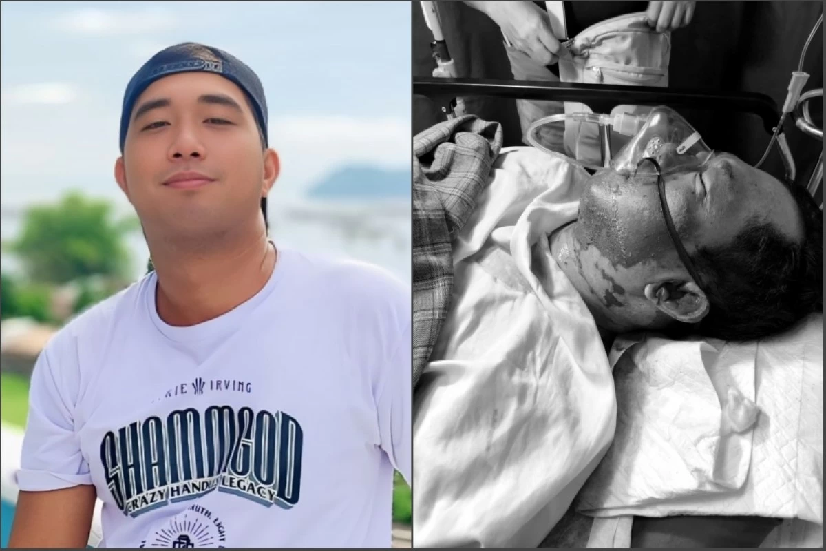 Victim James Villaruel in the hospital (right) (Photos from the Facebook accounts of Bhabie and Jean Garmino)