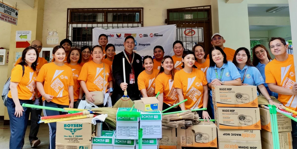 MGEN volunteers share construction, and cleaning materials at Mandaluyong City in support of the Department of Education’s Brigada Eskwela 2025