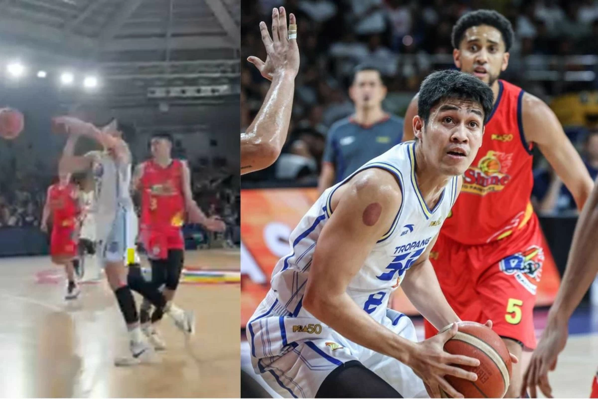 Screenshot of the video of Calvin Oftana's supposed four-point attempt. (Angelo Caparas, Intern/MB, PBA Images)