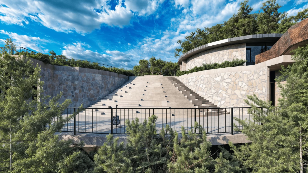 Perspective of stepped auditorium