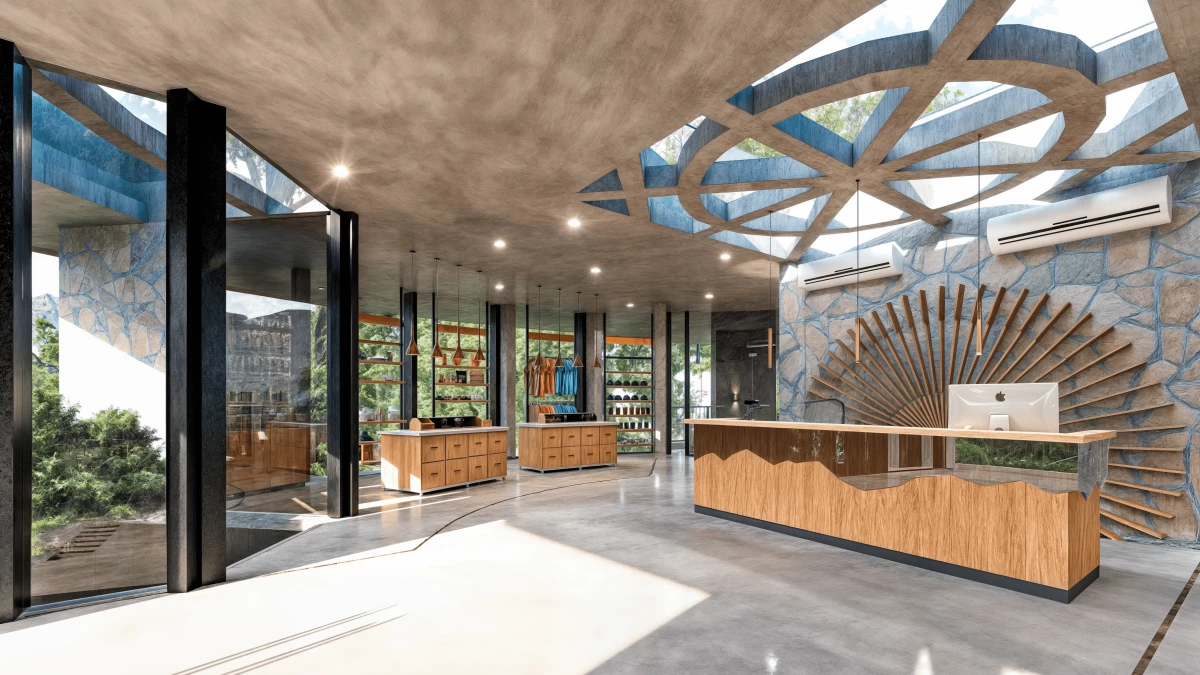 Entrance reception area and gift shop merchandise area