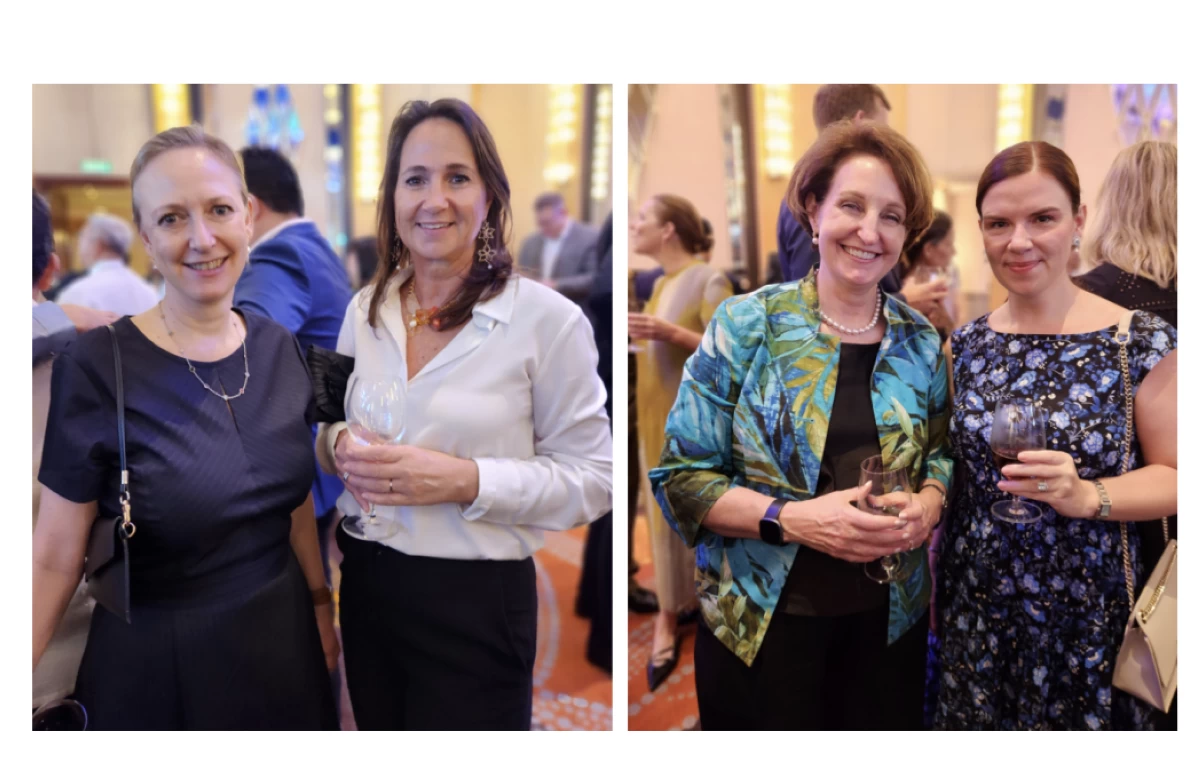 Ambassador Anna Ferry of the Embassy of Sweden and Ambassador Marielle Geraedts of the Embassy Netherlands; Ambassador MaryKay Carlson of the Embassy of the Netherlands, with Ambassador Titanilla Tóth of the Embassy of Hungary

