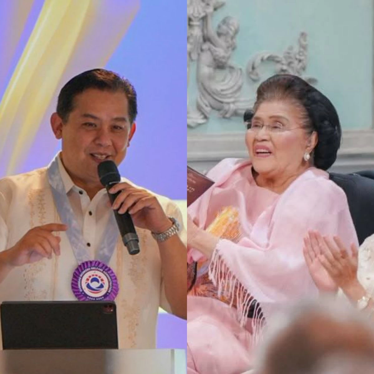 Leyte 1st district Rep. Martin Romualdez (left), Imelda Marcos (PPAB, Facebook)