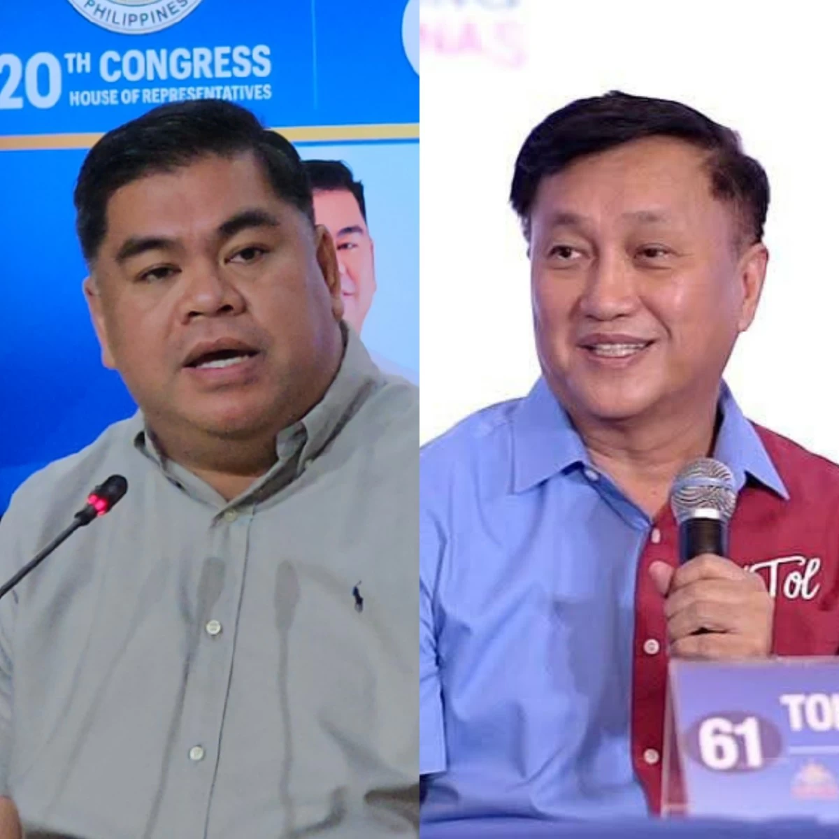 Tingog Party-list Rep. Jude Acidre (left), former senator Francis "Tol" Tolentino (MANILA BULLETIN, Facebook)