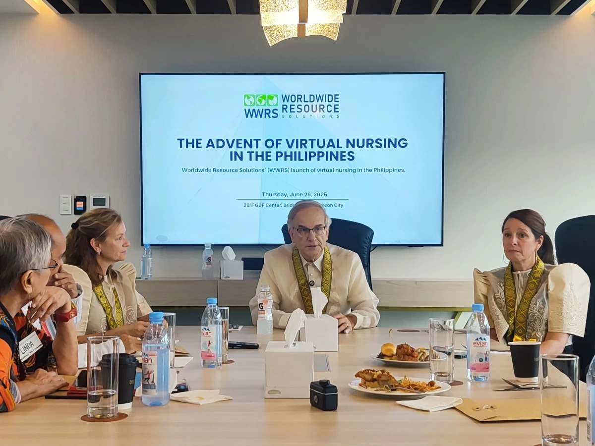 Executives of Worldwide Resource Solutions (WWRS), a subsidiary of Medical Solutions and Worldwide HealthStaff Solutions, face members of the media following the formal opening of their new facility at the GBF Center in Bridgetowne, Quezon City.