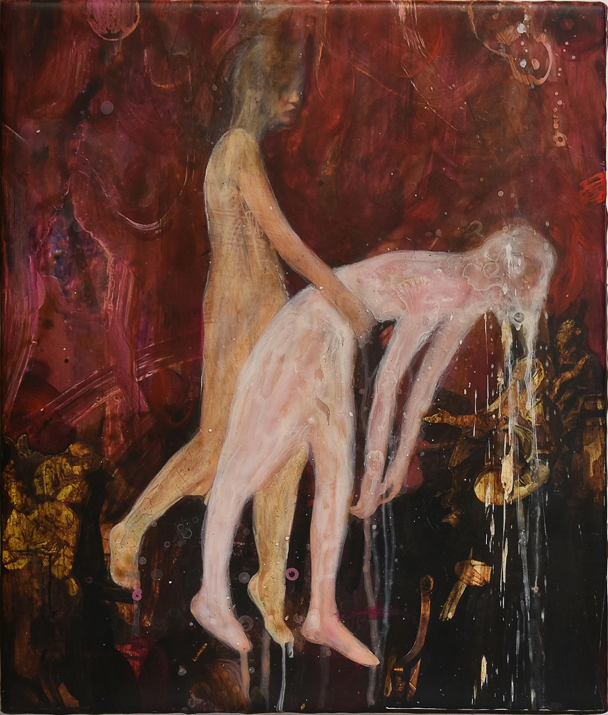 'SOUL PAINTING FOUR,' 14x12 inches, acrylic, collage, and polyurethane on canvas, 2025