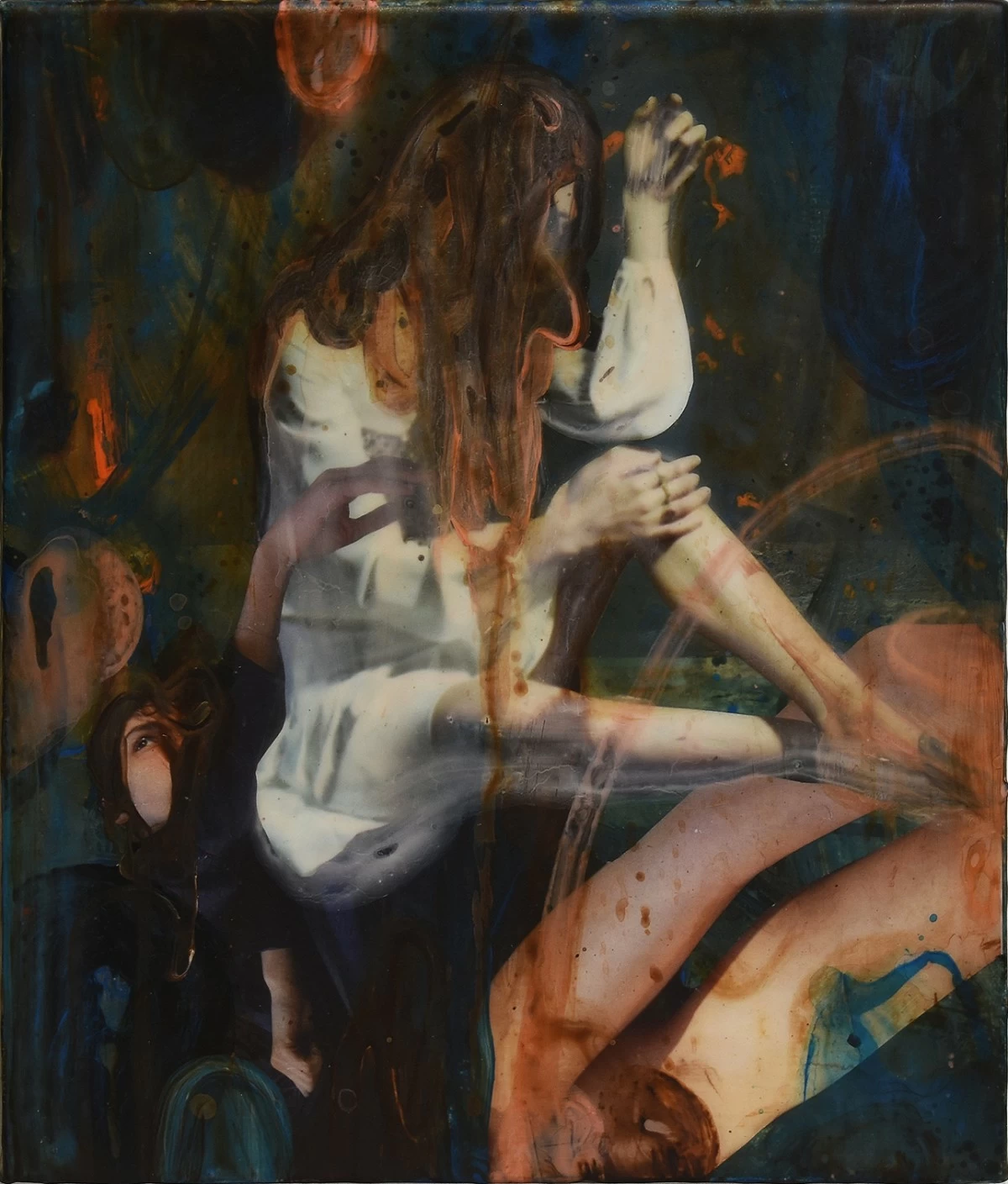 'SOUL PAINTING NINE,' 14x12 inches, acrylic, collage, and polyurethane on canvas, 2025