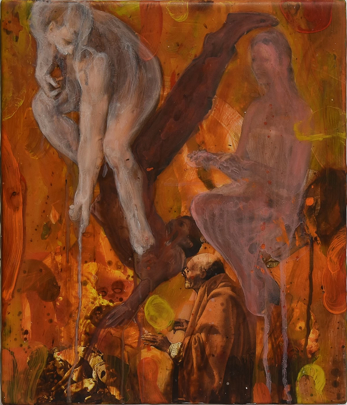 'SOUL PAINTING SIX,' 14x12 inches, acrylic, collage, and polyurethane on canvas 2025