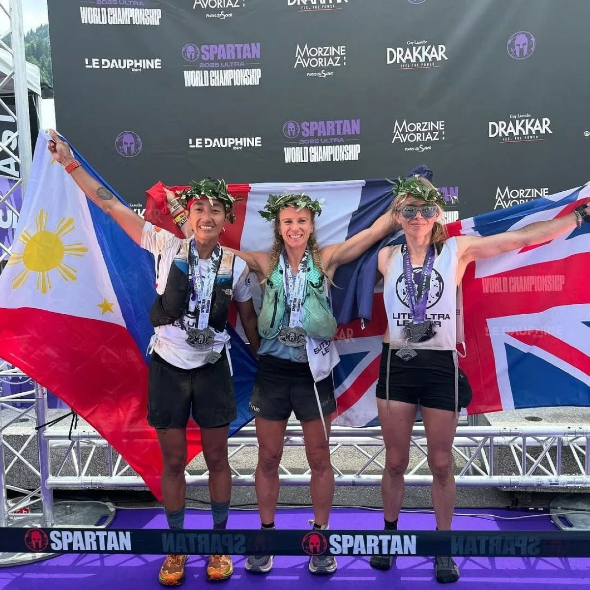 Sandi Abahan, left, impresses anew as she wins bronze in France meet. (Hammer Nutrition Philippines)
