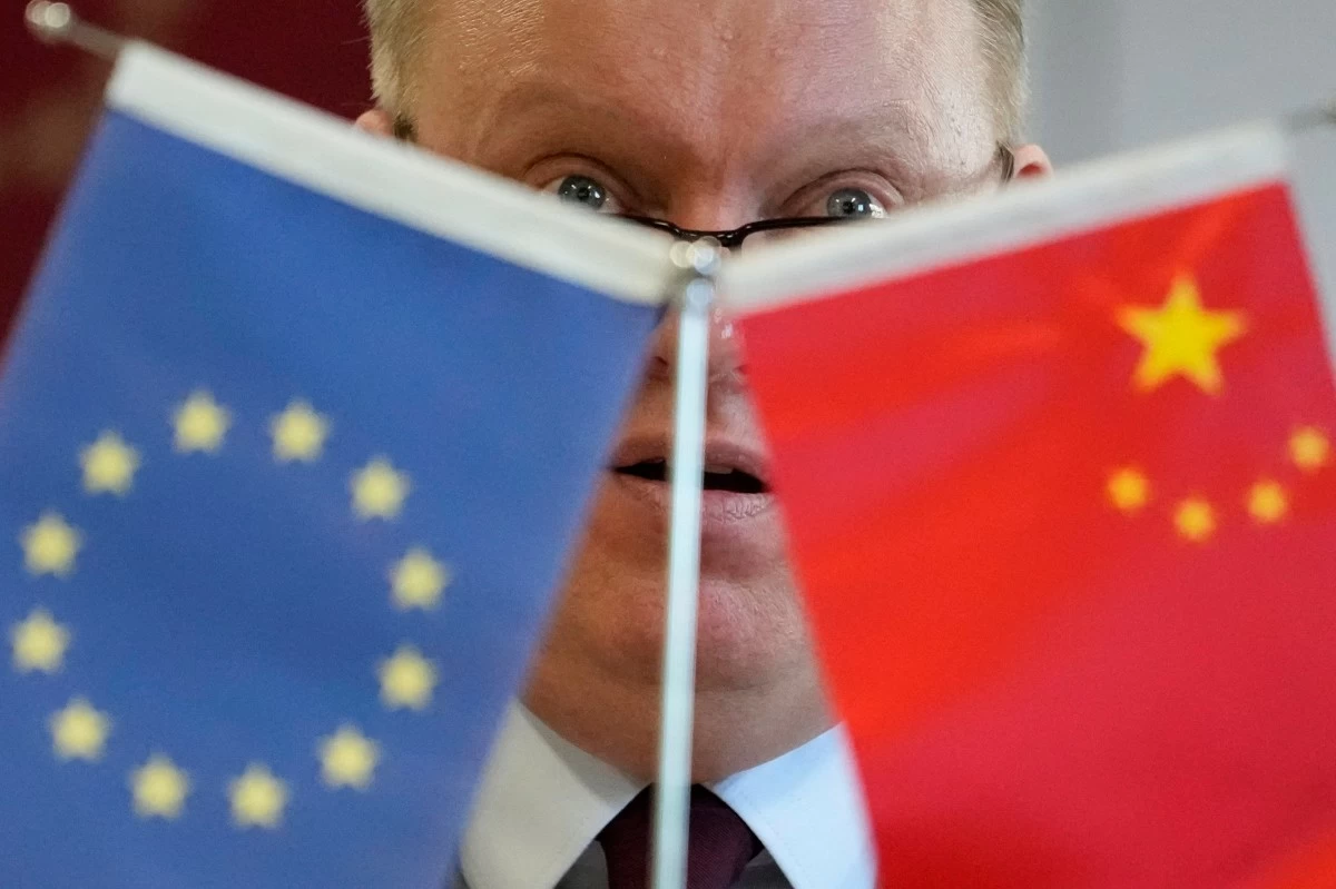 FILE - President of the European Union Chamber of Commerce in China Jens Eskelund talks during a press conference for the latest report on European companies in China on Thursday, Jan. 9, 2025, in Beijing. (AP Photo/Aaron Favila, File)