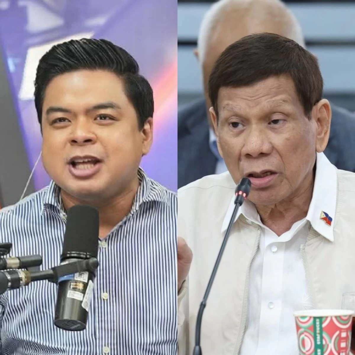 Bicol Saro Party-list Rep. Terry Ridon (left), former president Rodrigo Duterte (Facebook)