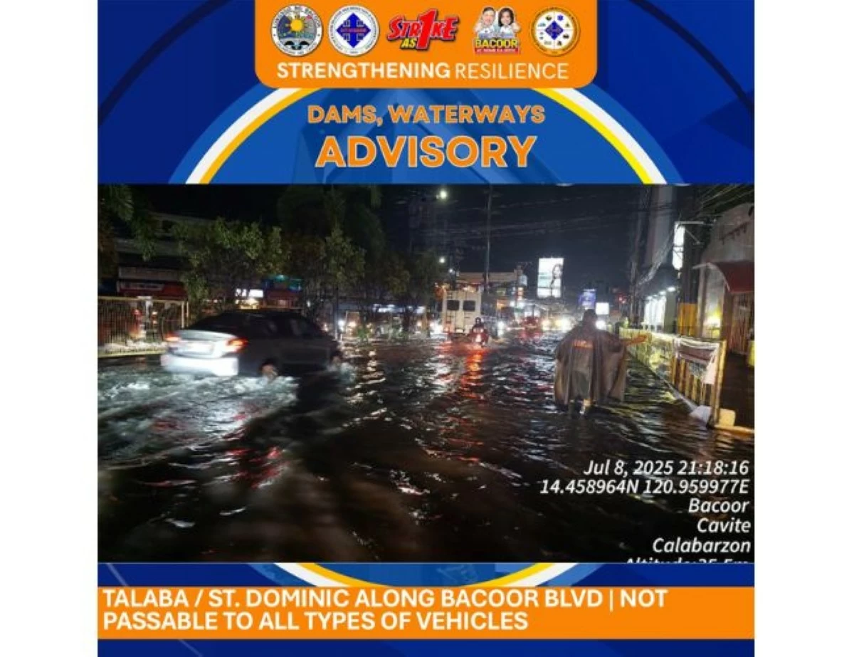 Flood monitoring update by the Bacoor Disaster Risk Reduction & Management Office on July 8 (MANILA BULLETIN)