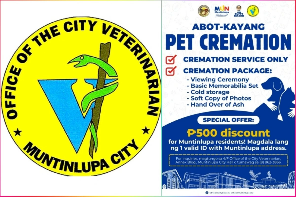 Pet cremation service for dogs and cats is being offered by the Muntinlupa City government (Photos from Office of the City Veterinarian Muntinlupa City)