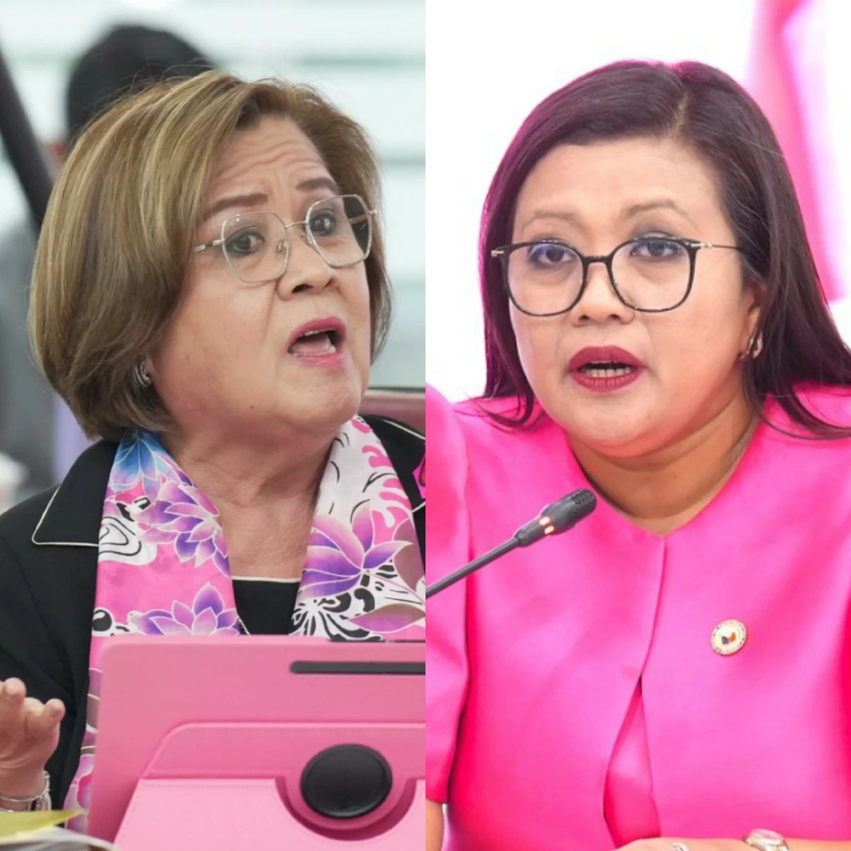 Mamamayang Liberal (ML) Party-list Rep. Leila de Lima (left), Batangas 1st district Rep. Gerville "Jinky Bitrics" Luistro (PPAB)