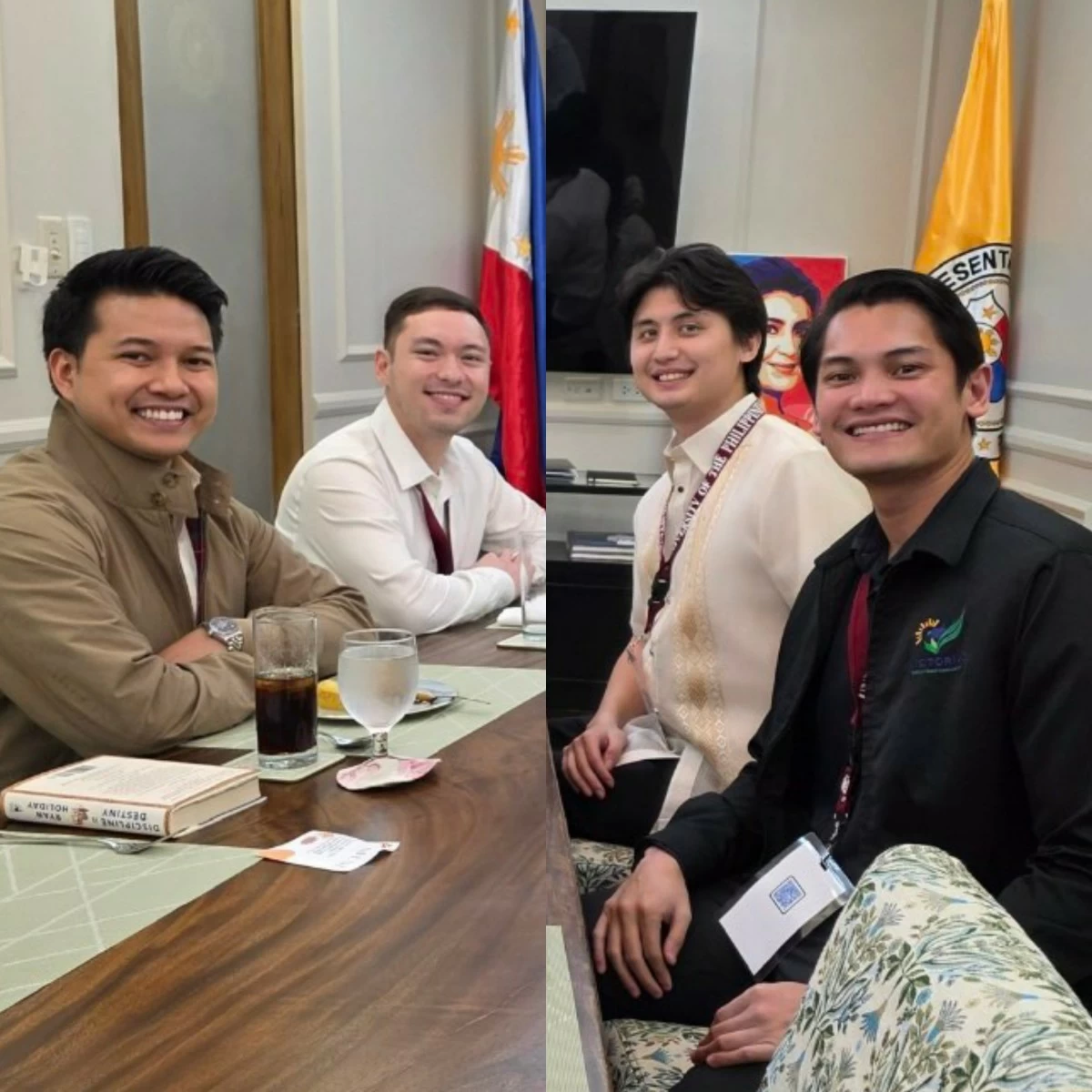From left to right: FPJ Panday Bayanihan Party-list Rep. Brian Poe, Batangas 6th district Rep. Ryan Recto, Tingog Party-list Rep. Andrew Julian Romualdez, and Negros Occidental 3rd district Rep. Javier Miguel "Javi" Benitez. (Tingog Party-list)