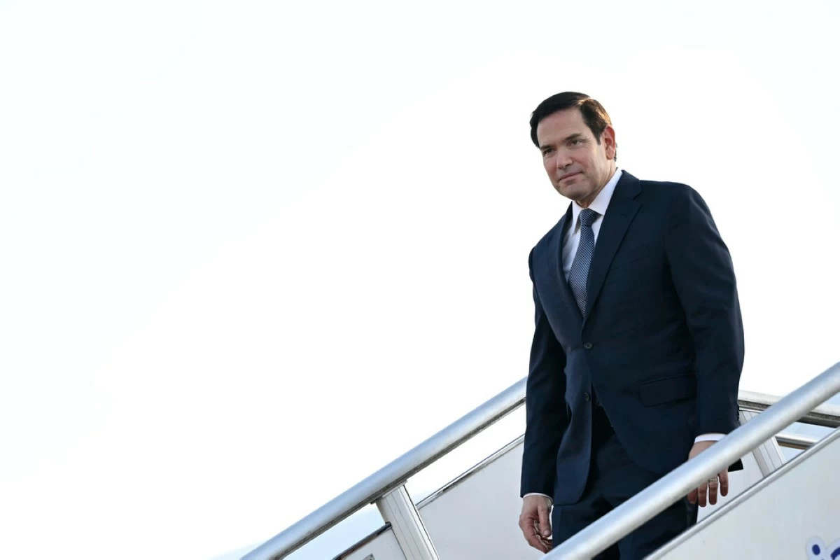 U.S. Secretary of State Marco Rubio disembarks upon his arrival at Subang Air Base, outside of Kuala Lumpur Thursday, July 10, 2025. Rubio arrived in Malaysia to attend the ASEAN Foreign Ministers' Meeting. (Mandel Ngan/Pool Photo via AP)