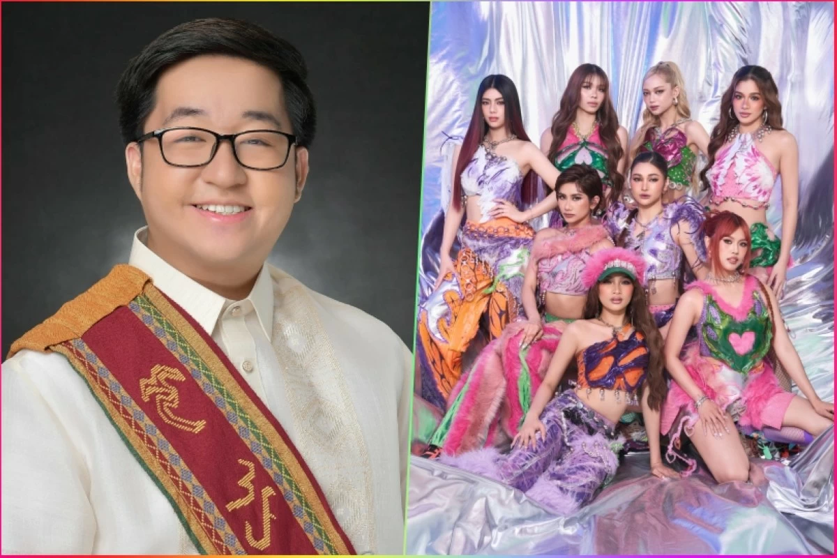 Jose Alfonso Ignacio Mirabueno (left), who graduated summa cum laude at UP Diliman, chose BINI (right) as the subject of his thesis (Photos: Oey Mirabueno, BINI's X account)