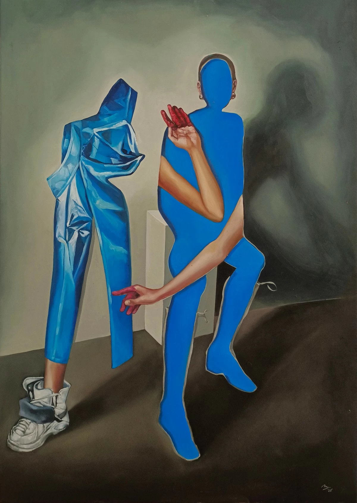 'BSOD(BLUE SCREEN OF DEATH),' oil on canvas 64x56 inches, 2025