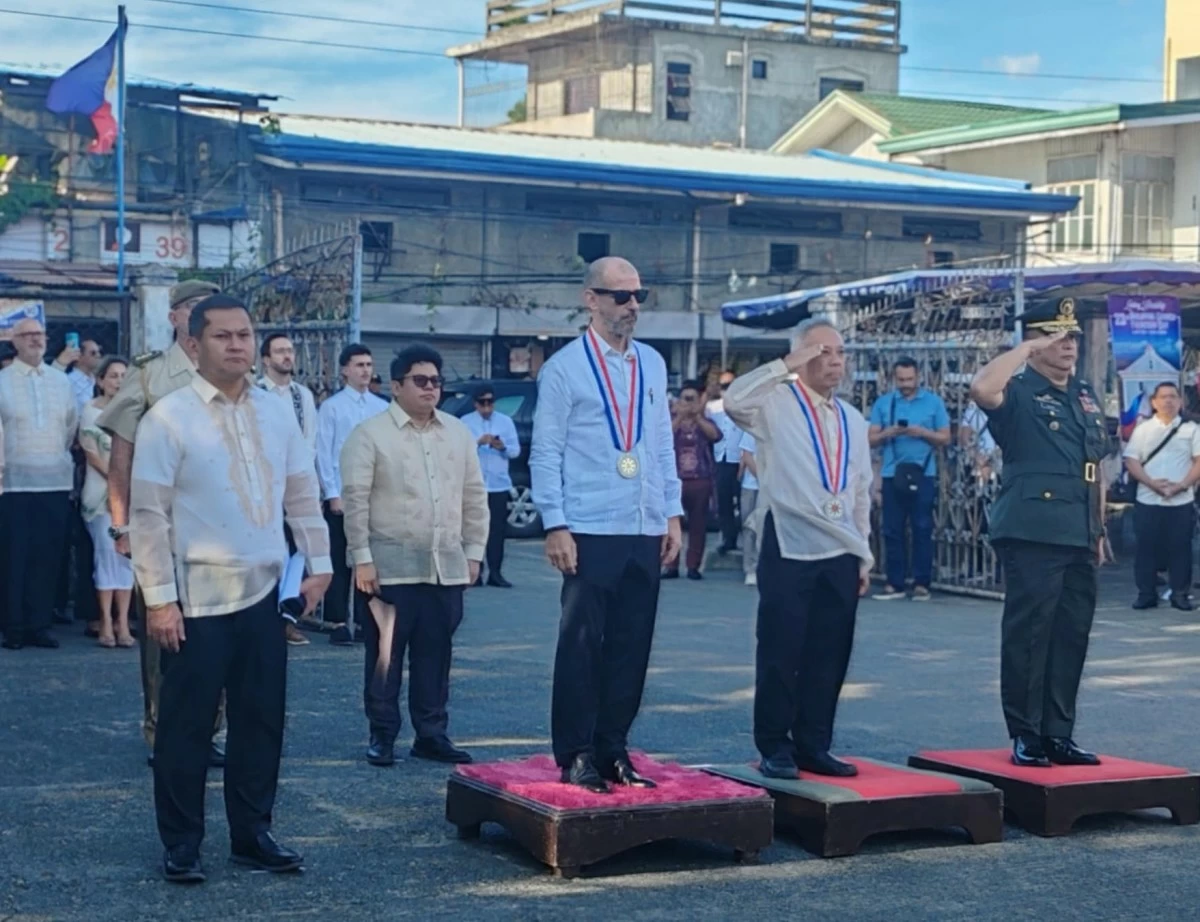 At the wreath-laying ceremony at San Luis Obispo Parish Church: Baler Mayor Rhett Ronan Angara; Representative Rommel Rico T. Angara, represented by Board Member Patrick Angara; Ambassador Miguel Utray Delgado of the Embassy of Spain, National Historical Commission of the Philippines Chair Regalado Trota Jose, Jr., and BGen Eugenio Julio C. Osias IV PA, Armed Forces of the Philippines