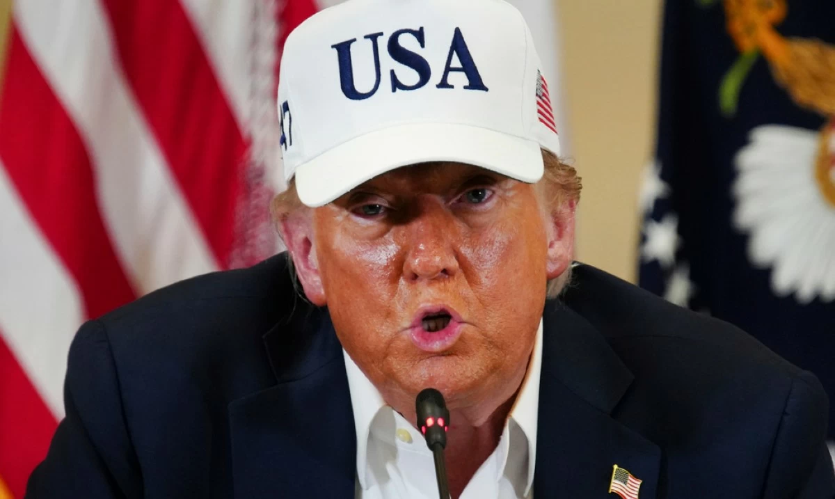 President Donald J. Trump speaks at a roundtable discussion at the Community Emergency Operations Center in Kerrville, Texas, Friday, July 11, 2025.  (Ricardo B. Brazziell/Austin American-Statesman via AP)