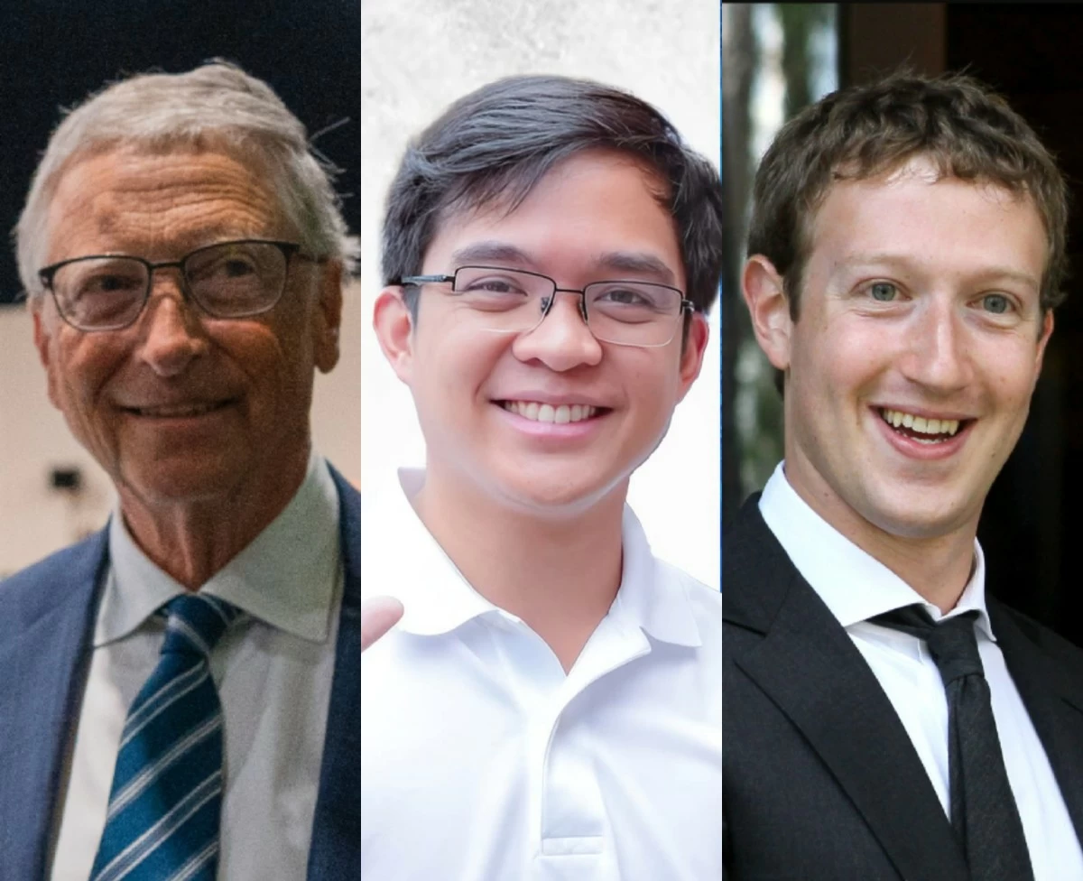 From left to right: Bill Gates, Batangas 1st district Rep. Leandro Legarda Leviste, Mark Zuckerberg (Facebook)
