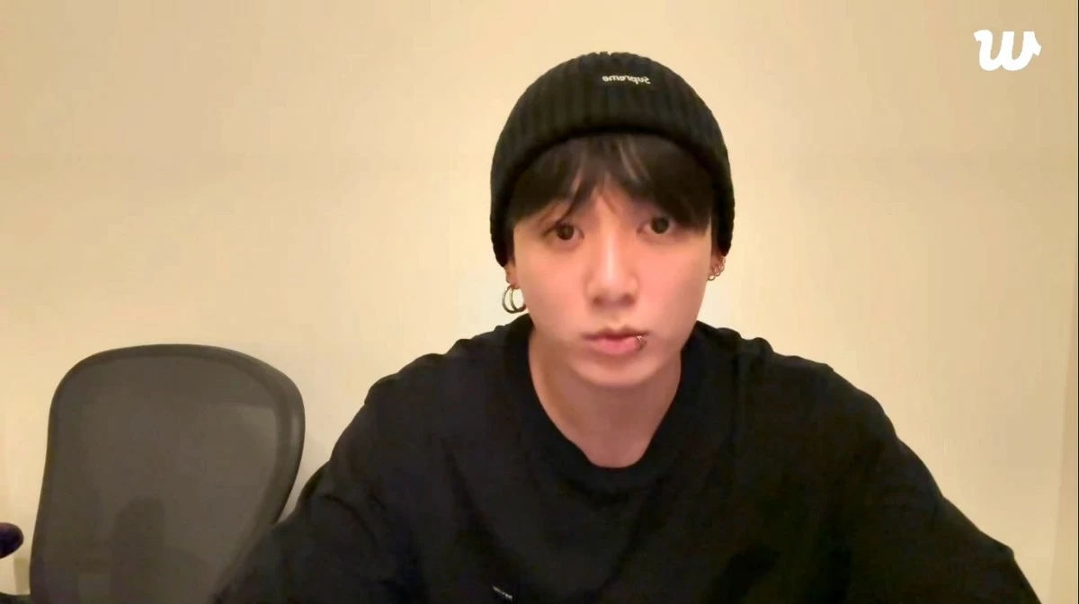 BTS' Jungkook during a Weverse live broadcast on July 15 (Screenshot from Weverse) 