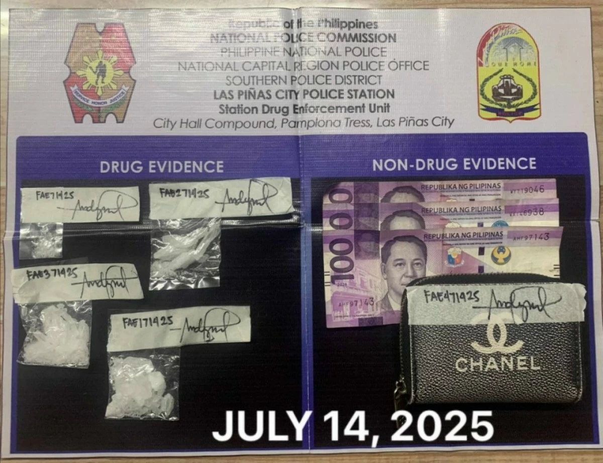 The recovered pieces of evidence. (Photo from Las Pinas Police)