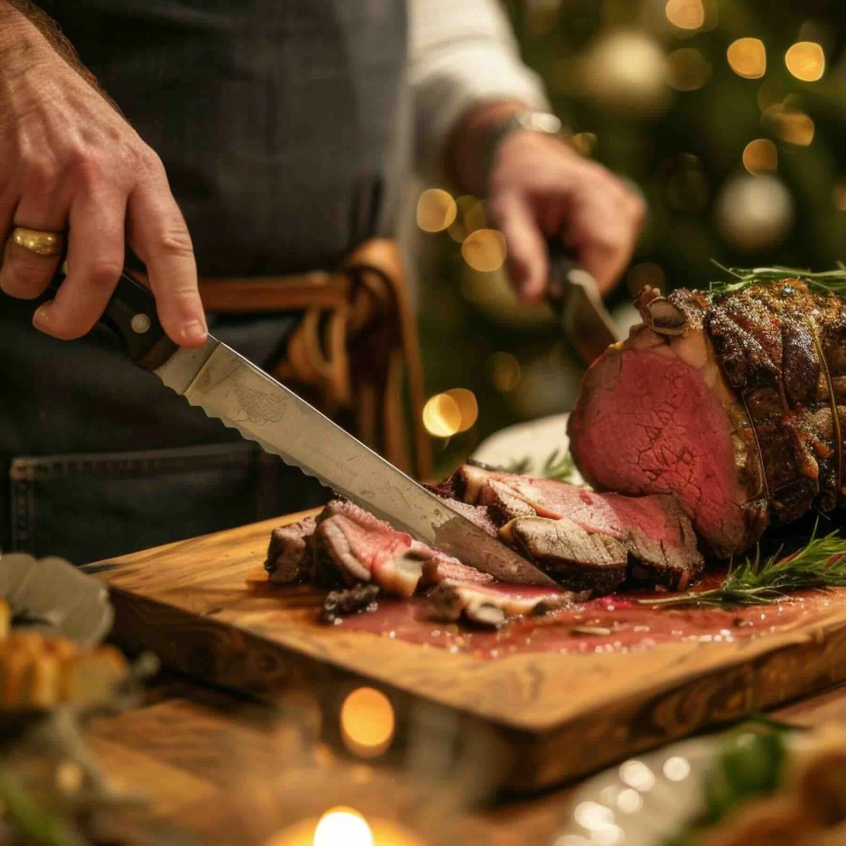 Golden hour paired with a flavorful carving station.