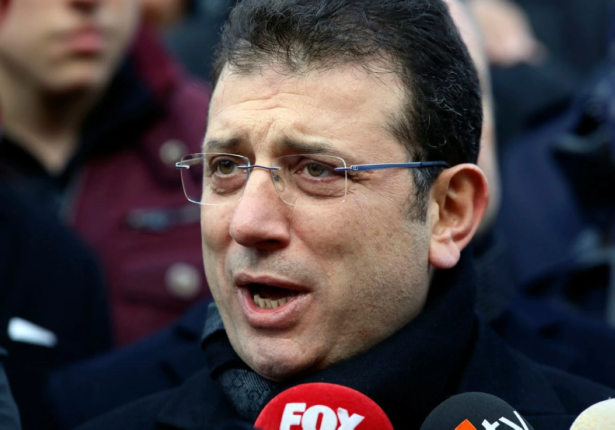 FILE - Mayor of Istanbul Ekrem Imamoglu speaks to the media at Kocatepe Mosque, in Ankara, Turkey, Sunday, Jan. 19, 2020. (AP Photo/Burhan Ozbilici, File)