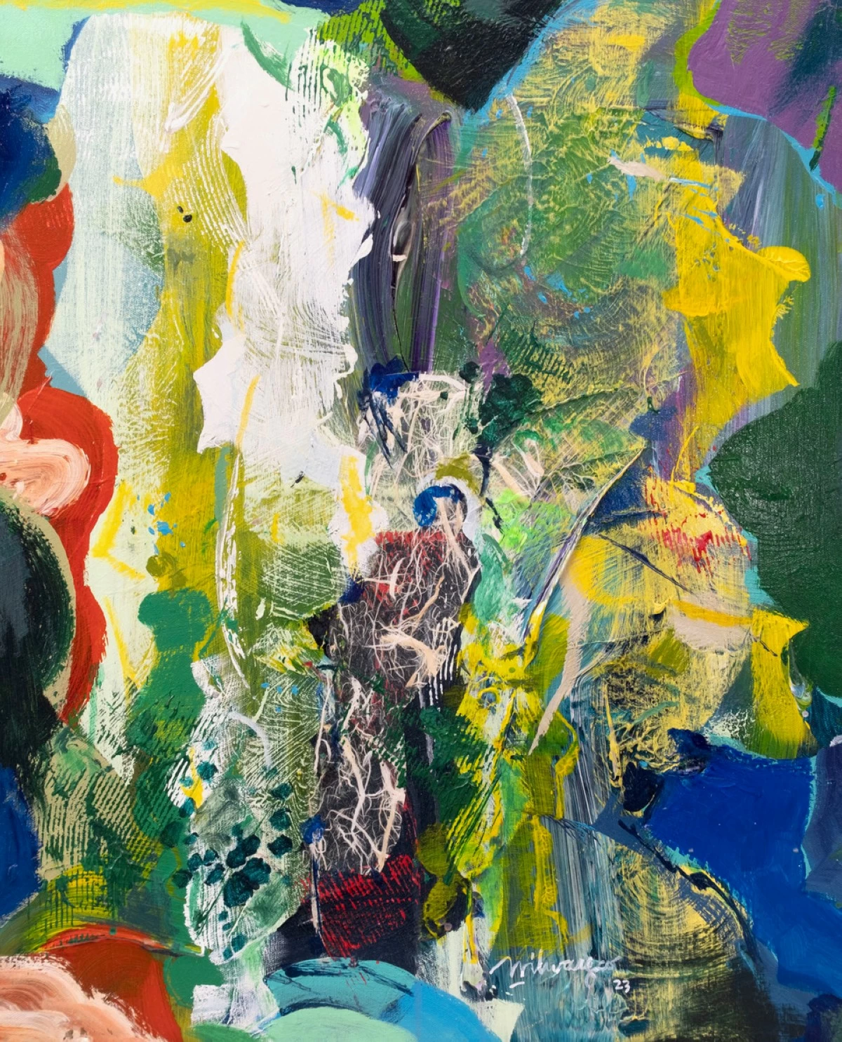 'RHAPSODY IN ABSTRACTION No.9,'  acrylic, oil on canvas, 28x22 inches, 2025