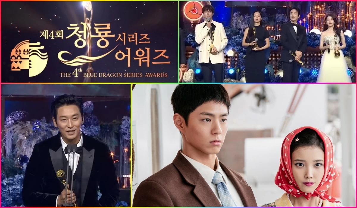 (Clockwise from top right) The cast and crew of “When Life Gives You Tangerines,” Park Bogum and IU in “When Life Gives You Tangerines” and best actor winner Ju Ji-hoon (Screenshots from KBS Entertainment video on YouTube)