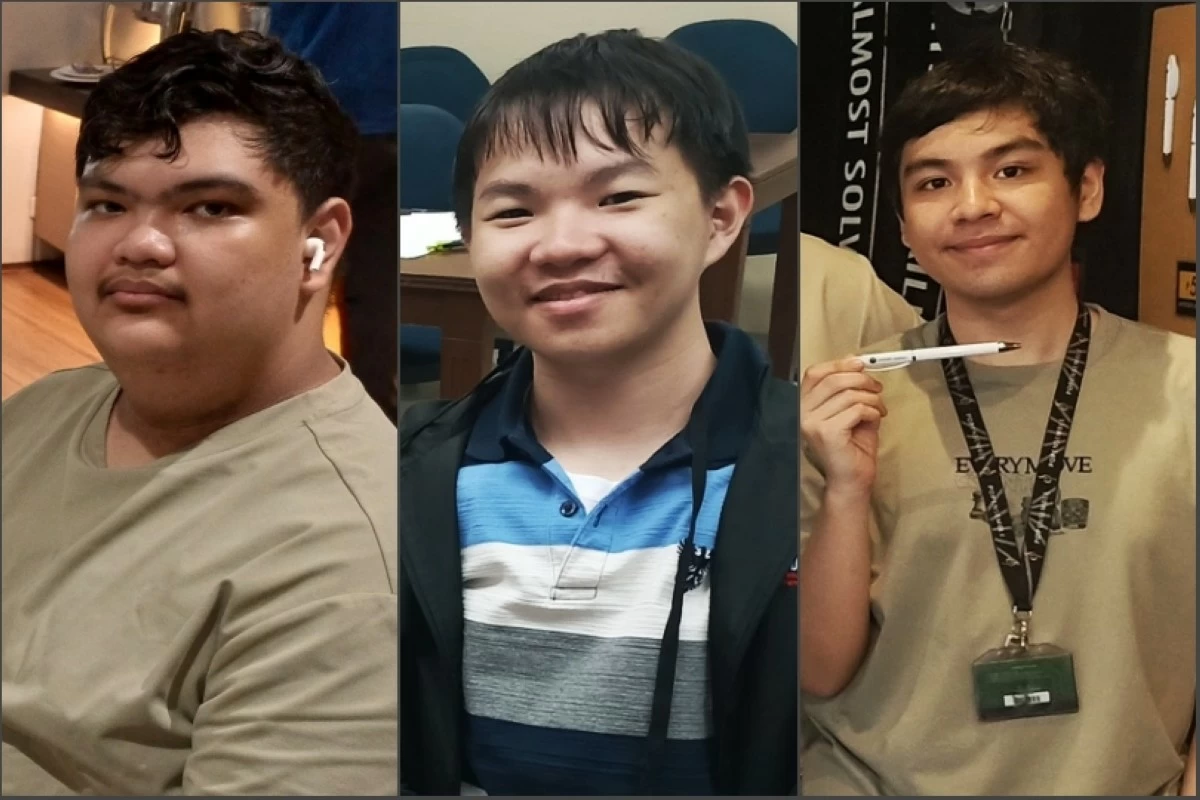 Winning Filipino students at the 66th International Mathematical Olympiad (from left)  Ervin Joshua Bautista of Southville International School and Colleges (bronze medal), Jerome Austin Te of Jubilee Christian Academy (silver medal) and Mark Justin Villafuerte of De La Salle University Integrated School-Manila (honorable  mention) (Photos from Go for Gold: Philippine IMO Team) 