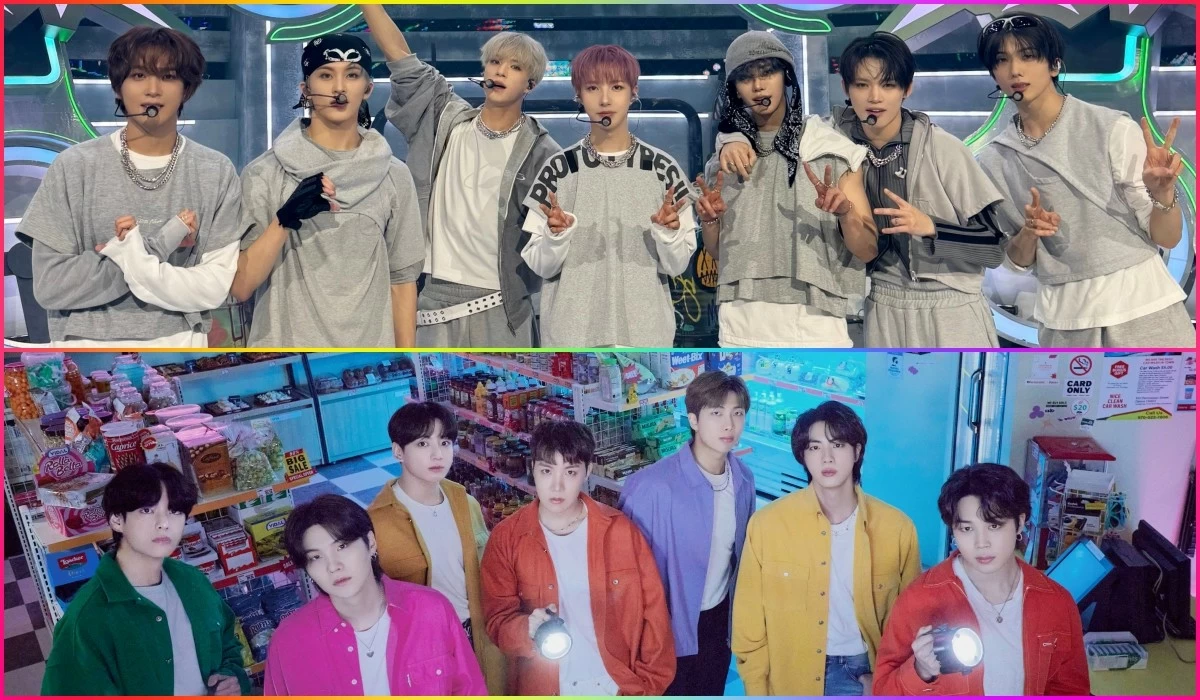 NCT Dream (top) and BTS (X)