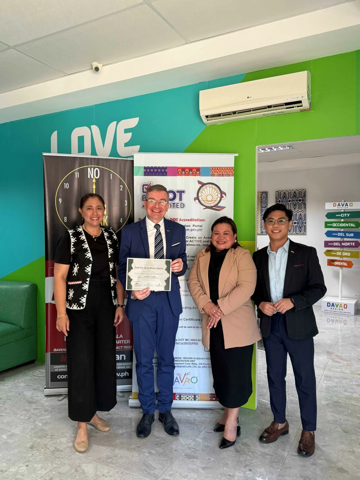 From left: DOT Region XI RD, RD Tanya Rabat-Tan, PIRD General Manager, Sven Toune, PIRD Director of Sales & Marketing, Liza Gamo and PIRD Front Office Rep, Razul Gregorio
