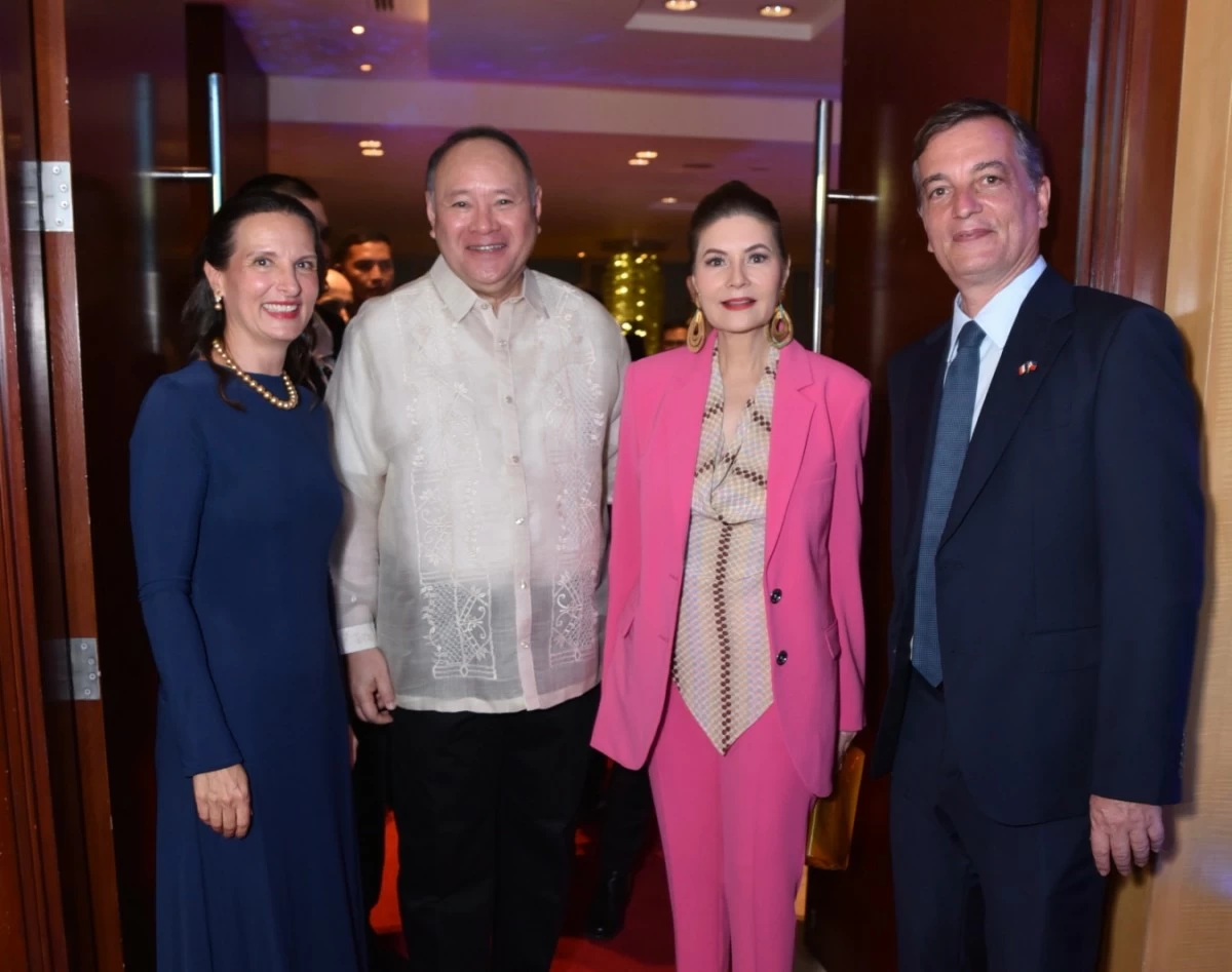 Ambassador Fontanel, Defense Secretary Gilberto Teodoro Jr., his wife Monica Prieto-Teodoro, and the ambassador's husband, Economic Counselor Alain Fontanel