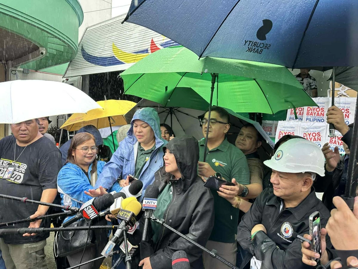 Vice presidential spokesperson Ruth Castelo speaks to the media about the OVP's relief operations in the aftermath of Typhoon 