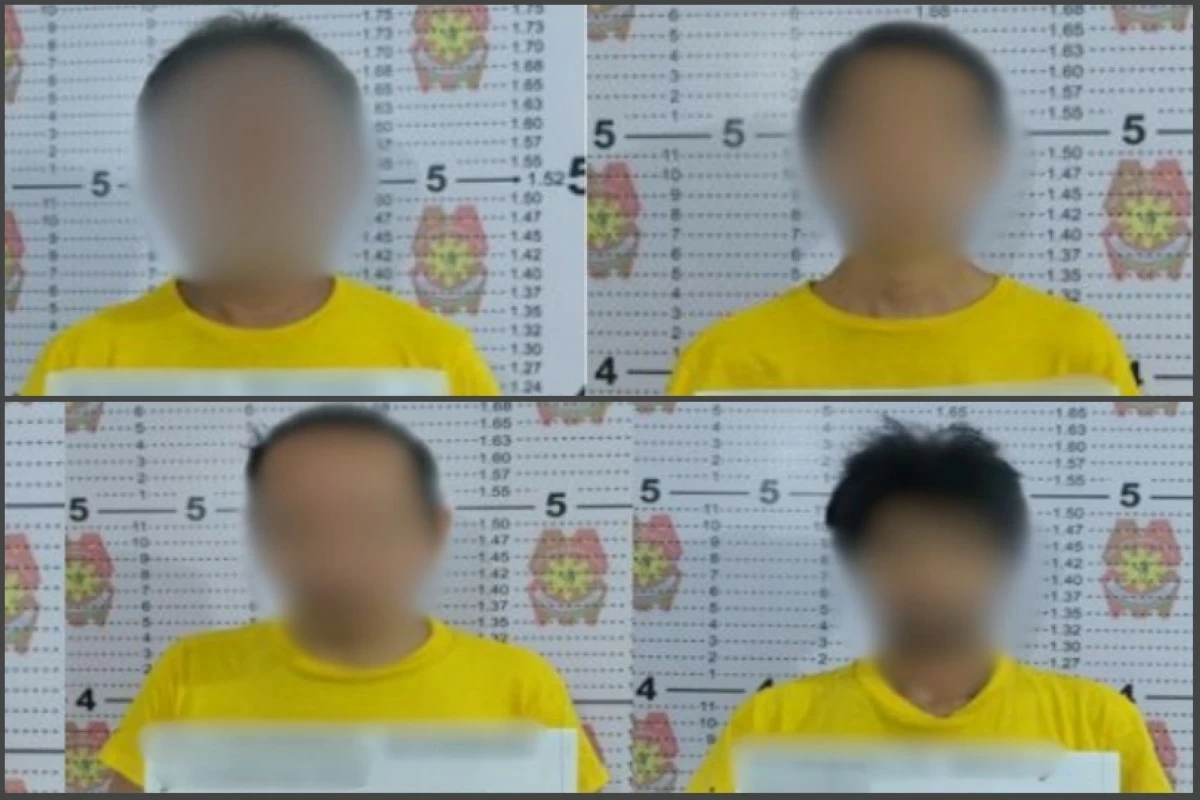 The four suspects arrested at an evacuation center in Taguig (Photo from Taguig police) 