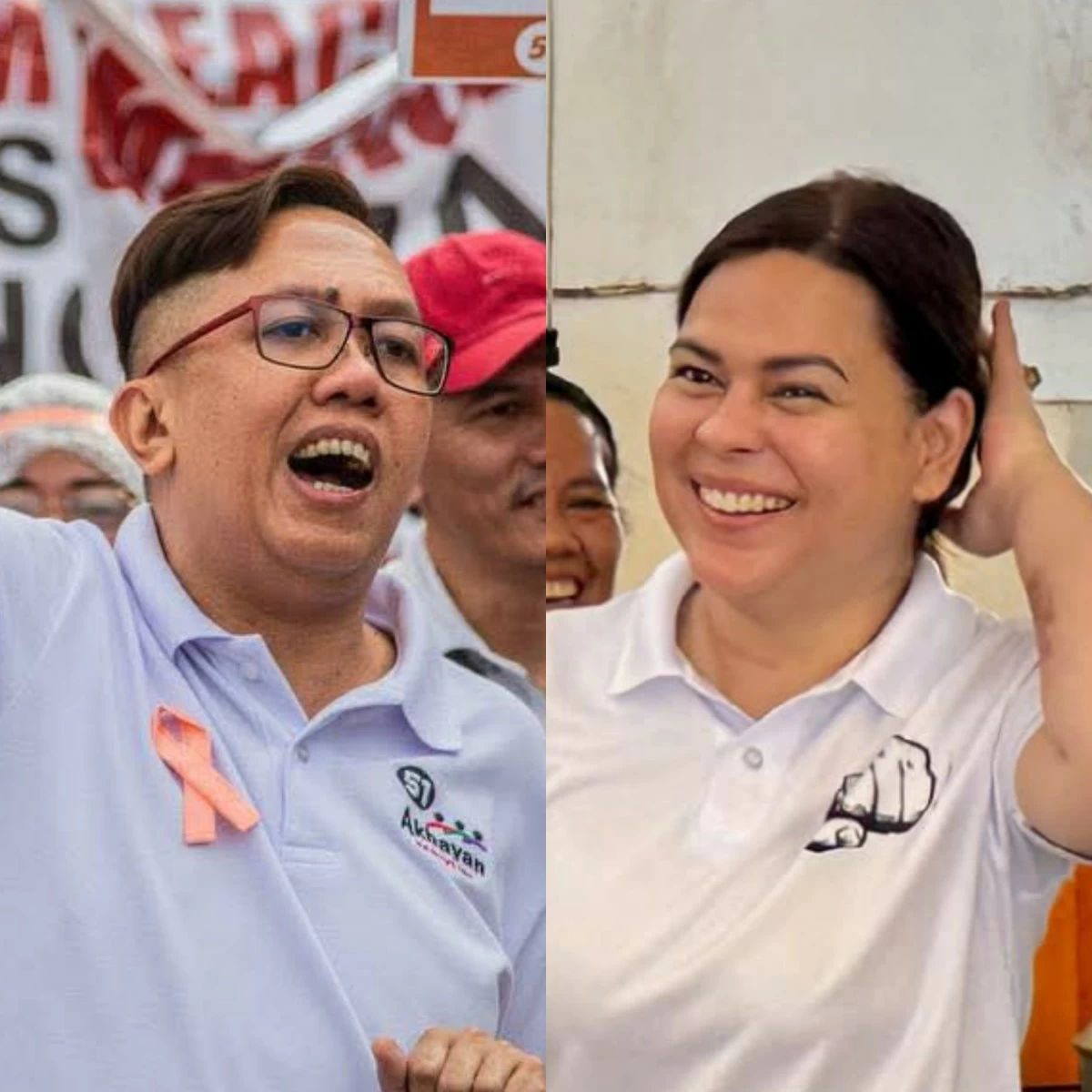Akbayan Party-list Rep. Perci Cendaña (left), Vice President Sara Duterte (Facebook)