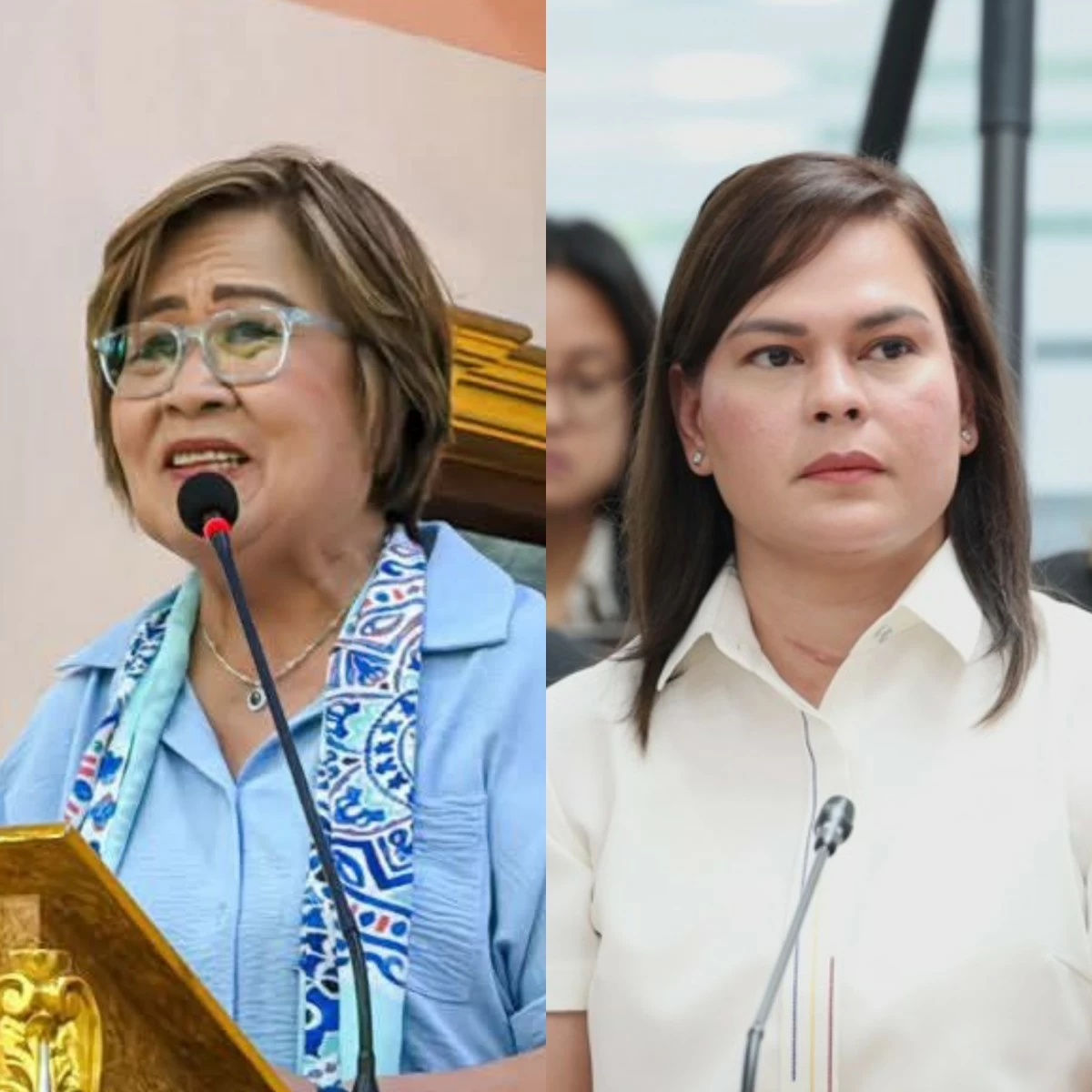 Mamamayang Liberal (ML) Party-list Rep. Leila de Lima (left), Vice President Sara Duterte (Facebook, PPAB)